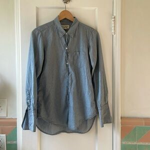 Nili Lotan Blue Pinstripe Cotton Button-Down Shirt